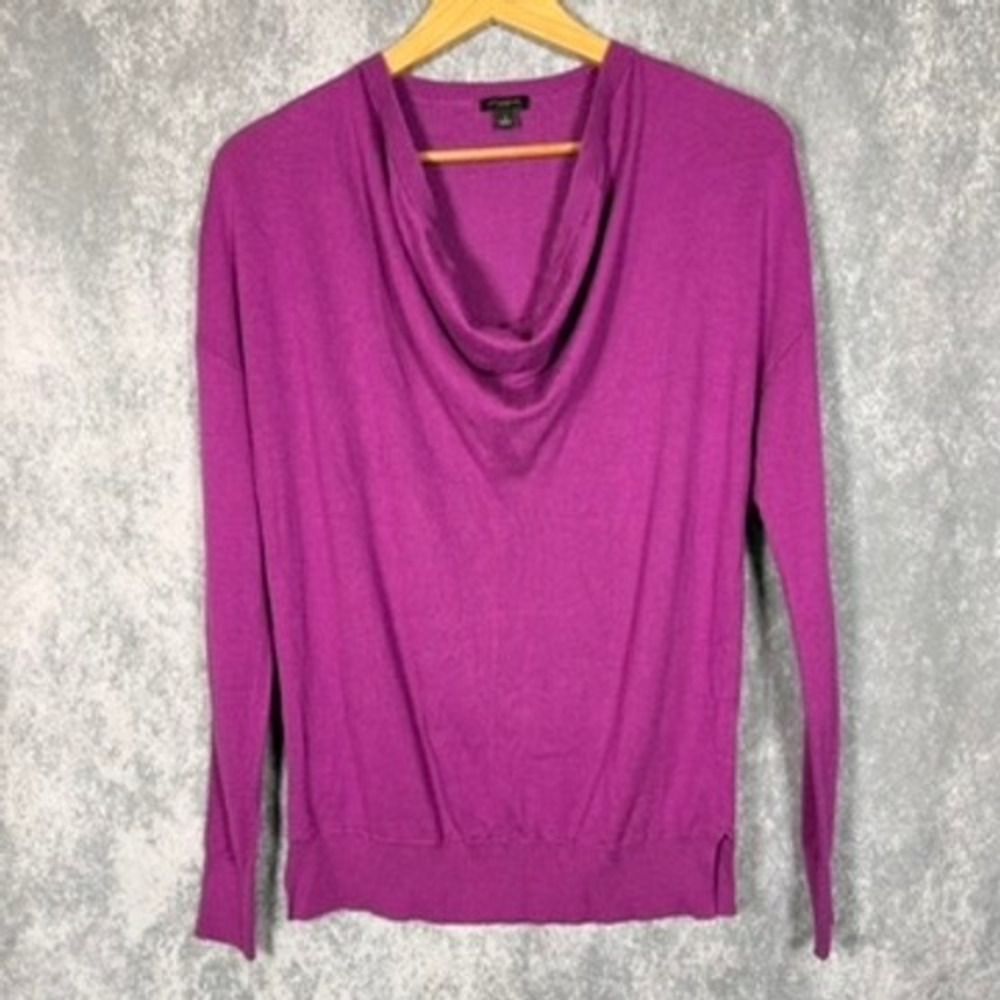Ann Taylor Small Magenta Purple Cowl Neck Sweater Long Sleeve Knit Top